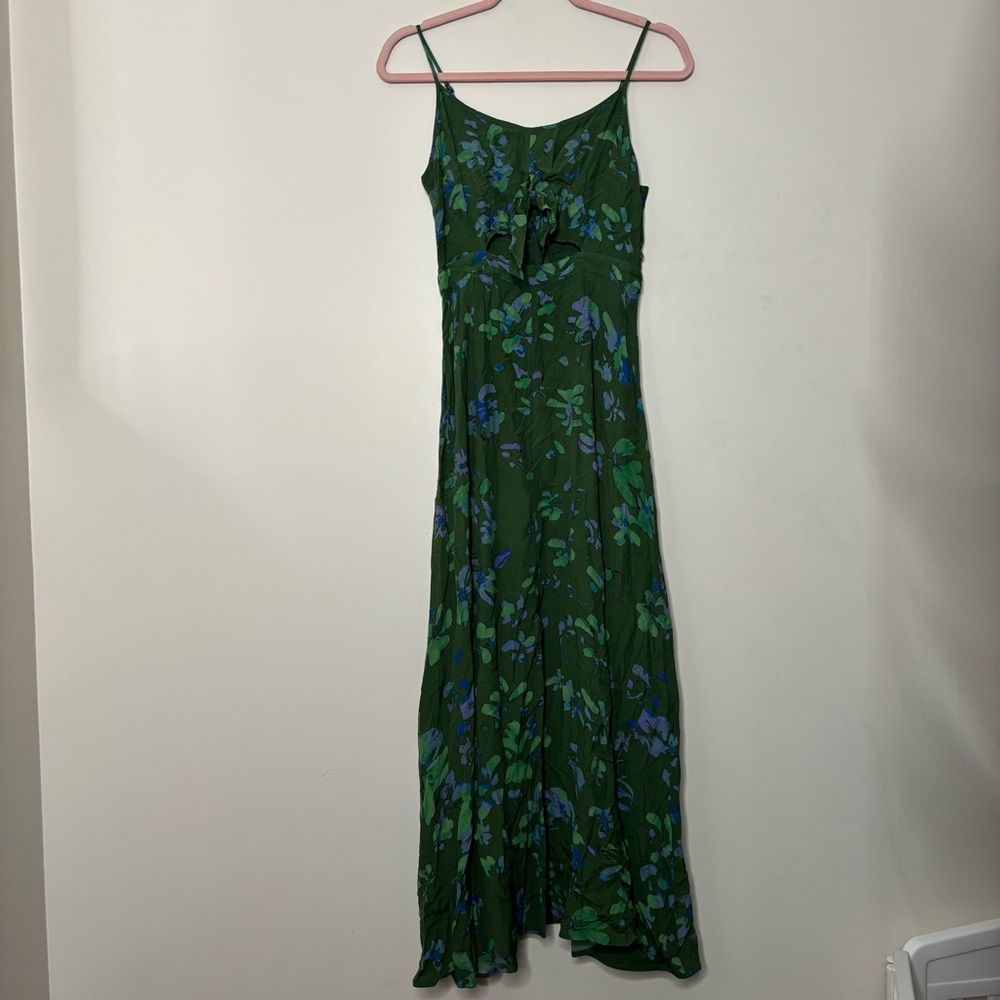 Anthropologie Plenty by tracy reese green floral maxi dress XS